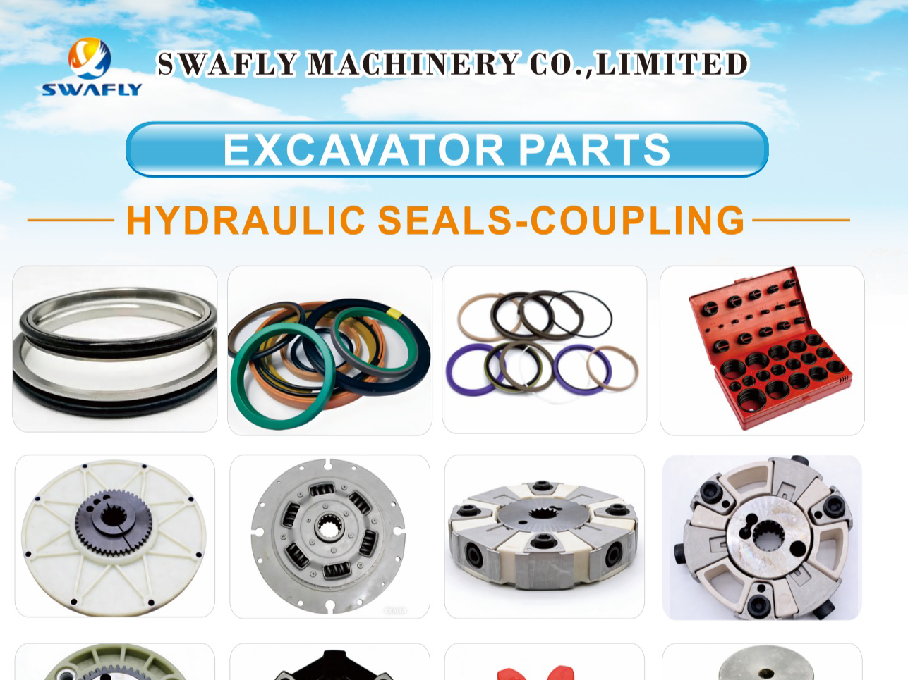 Selos e peças de qualidade para escavadeiras, carregadeiras e tratores